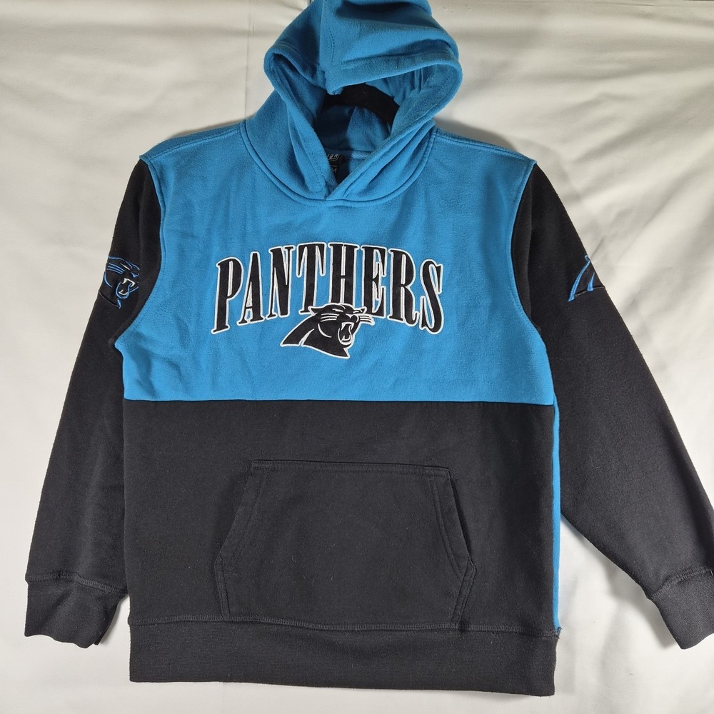 Carolina Panthers Hoodie‎ Youth Size 10-12 NFL Team Apparel Black Blue Pullover